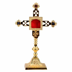 Relikwiarz Złocony z Kamieniami H 25 cm