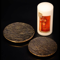 Aluminium coaster black/gold D 12 cm
