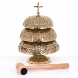 Gong a tre toni - ottone - mazza di legno