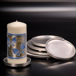 Matte aluminium candle plate D 21 cm