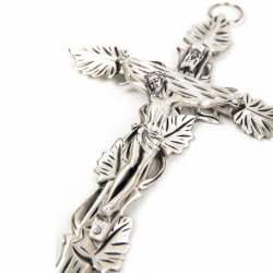 Krzyż Bluszcz Szczotkowany Metal z Ciałem
