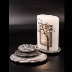 Oval natural stone candle plate