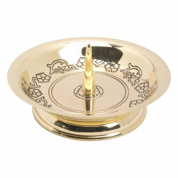 Brass candle plare with floral pattern
