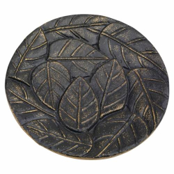 Coaster black/gold with leaves D 14 cm