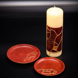 Coaster Alu winered/gold D 14 cm