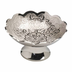 Floral incense bowl nickel plated