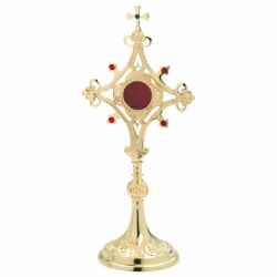 Relikwiarz Złocony z Kamieniami H 30 cm